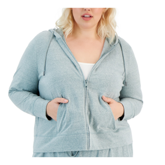 Ideology Womens Plus Size Full Zip Hooded Jacket - 1X - Crushed Mint - NWT - Picture 1 of 4